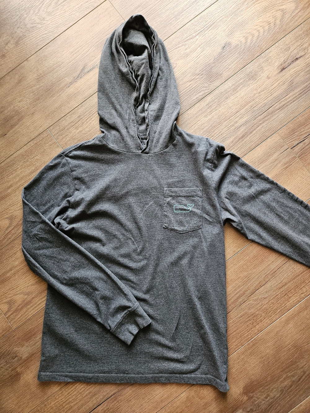 Boys Vineyard Vines Charcoal Gray Hooded Long Sleeve Pocket Tee